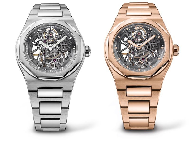 Laureato 38MM鑲鑽不鏽鋼錶殼銀面鋼帶款_NTD 440,000陀飛輪鈦金屬及玫瑰金錶殼灰錶盤鱷魚皮錶帶_NTD 2,852,000