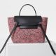 Céline,Belt桃紅色毛呢小牛皮肩背提包 $63,000。