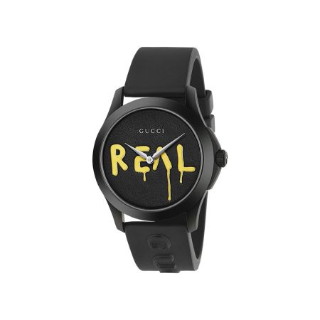 38mm,黑色橡膠錶面浮印REAL字樣,Gucci,NT32,000