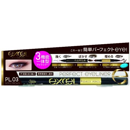 EXCEL3合1炫目眼線液03深棕色,NT645