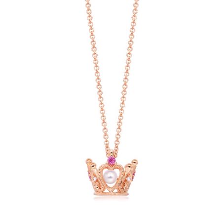 點睛品 La Pelle 18K 玫瑰金Akoya珍珠、粉紅色藍寶石及鑽石頸鍊 NT$21,800