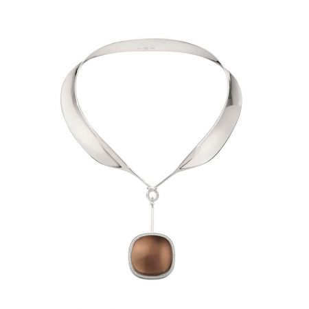 GEORG JENSEN VIVIANNA DEW DROP純銀煙水晶與鑽石墜飾頸圈 建議售價NT$135,500
