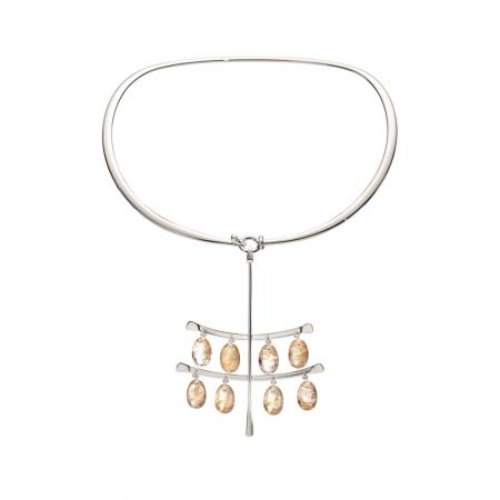 GEORG JENSEN VIVIANNA ARCHIVE 純銀金色髮晶墜飾頸圈 建議售價NT$119,300