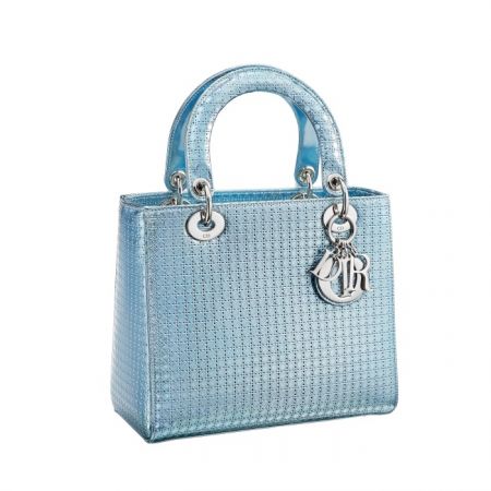 獨賣限定Lady Dior 金屬感綠色小牛皮提包中型款