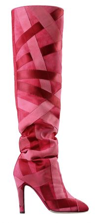 粉紅色羅緞裝飾麂皮長靴,Chanel,NT67,900