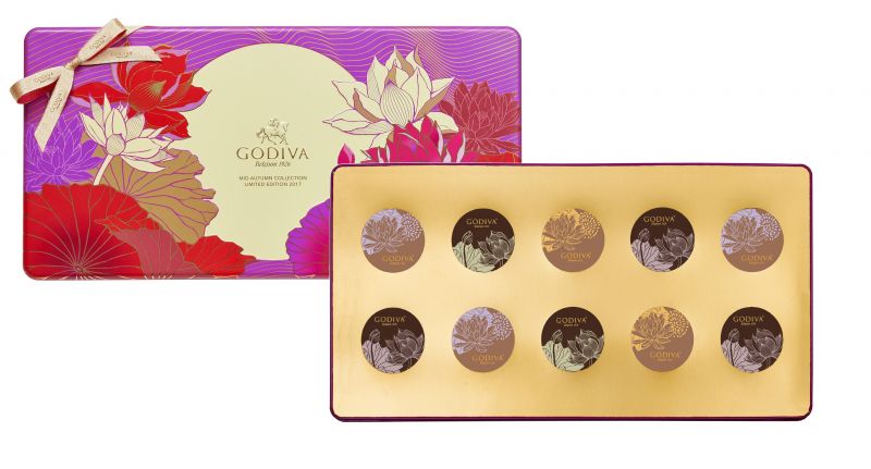 GODIVA中秋節巧克力蛋糕月餅鐵盒10顆裝NT$2430