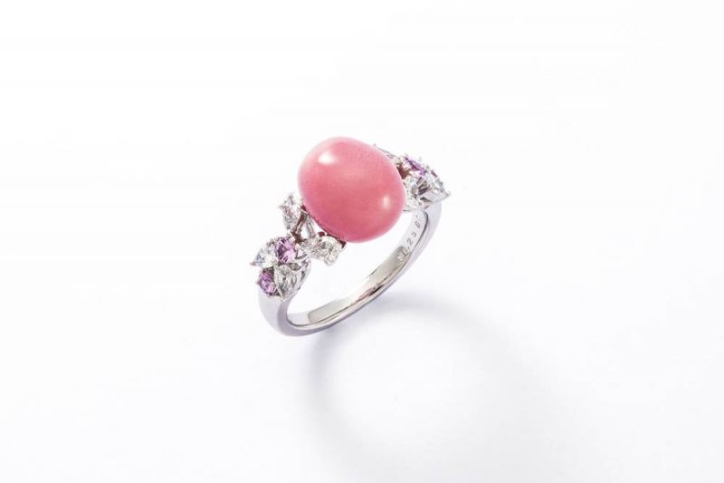 MIKIMOTO 頂級珠寶孔克真珠粉紅剛玉鑽石戒指,2,150,000元