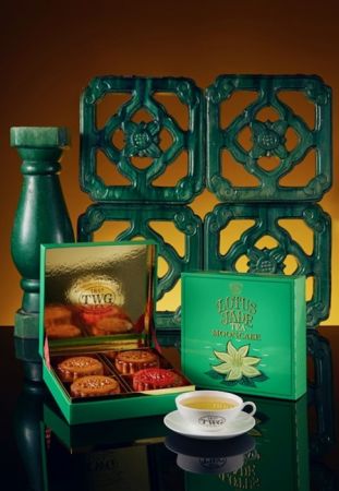TWG Tea 蓮花玉茶茗茶月餅禮盒 - 茶香月餅4入盒裝(含刀叉),NT1,420