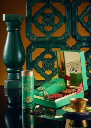 TWG Tea 蓮花玉茶茗茶月餅禮盒 - 茶香月餅2入搭配頂級訂製系列茗茶, NT1,650