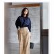 UNIQLO女裝超柔棉抓皺上衣 (7分袖) 、UNIQLO 女裝高腰卡其寬褲 ※其他配件為私物