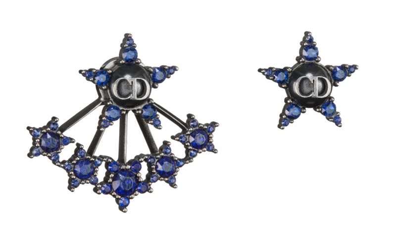 靛藍星星不對稱耳環,Christian Dior。