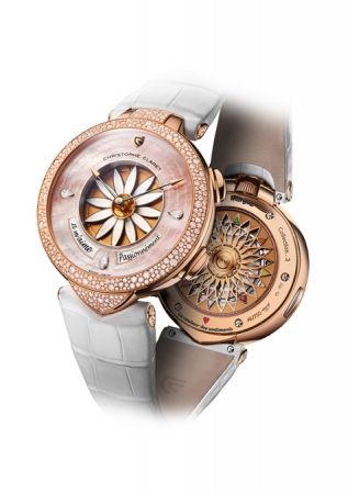 Christophe Claret Margot花瓣占卜玫瑰金鑲鑽女性腕錶,建議售價NT7,380,000。