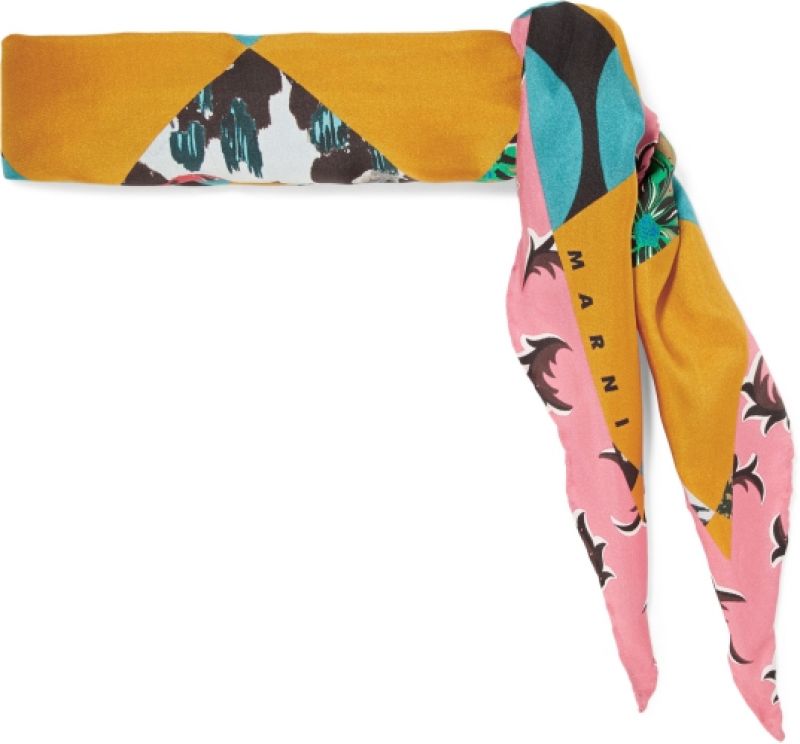 印花真絲斜紋布圍巾,Marni @ Net-A-Porter。