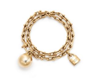Tiffany HardWear 垂墜球形與鎖扣18K金雙圈手鍊 NT$236,000