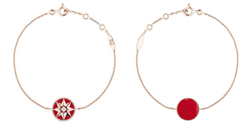 ROSE DES VENTS 羅盤玫瑰紅色真漆玫瑰金手鍊JRDV95088750/1000 pink gold, diamond and red ceramic lacquer NTD 54,290