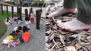 拿掉塑膠地墊吧!木屑、沙坑、小石礫既天然安全,也是可以讓孩子們玩得流連忘返的鬆散素材。