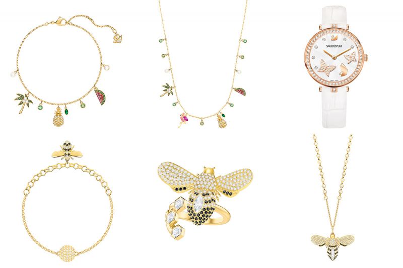 城市渡假趣的簡約時髦LOOK推薦單品:Lime手鏈NT4,990、Lime項鍊NT5,990、Aila Dressy lady腕錶NT14,900Swarovski Remix系列鏈飾NT3,490、Lisabel系列戒指NT7,990、Lisabel系列長鏈NT7,990