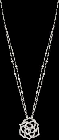 2018年新款Piaget Rose項鍊18K白金鑲嵌159顆圓形美鑽 (約1.7克拉)G33U0980台幣參考價格 466000