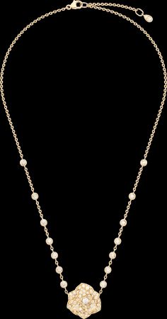 2018年新款Piaget Rose項鍊18K玫瑰金鑲嵌102顆圓形美鑽 (約2.38克拉)G37UA500台幣參考價格400000