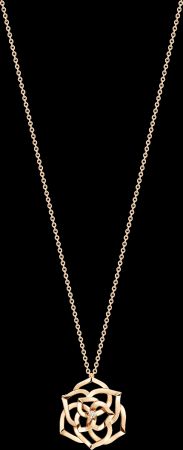 2018年新款Piaget Rose項鍊18K玫瑰金鑲嵌單顆圓形美鑽 (約0.13克拉)G33U0970台幣參考價格153000