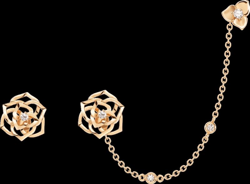 2018年新款Piaget Rose耳環18K玫瑰金鑲嵌2顆圓形美鑽 (約0.06克拉)G38U0077台幣參考價格 120,000